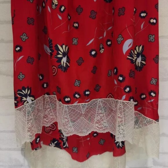 Zadig & Voltaire Red Asymmetric Print Silk Midi Length Skirt M - Picture 10 of 10